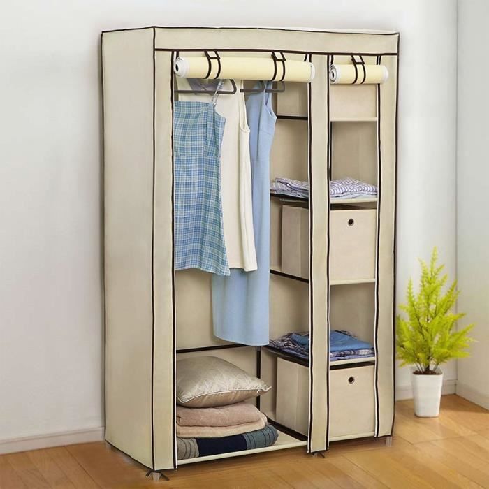 armoire de rangement qifashma - 2 portes - h175 - beige - contemporain - design