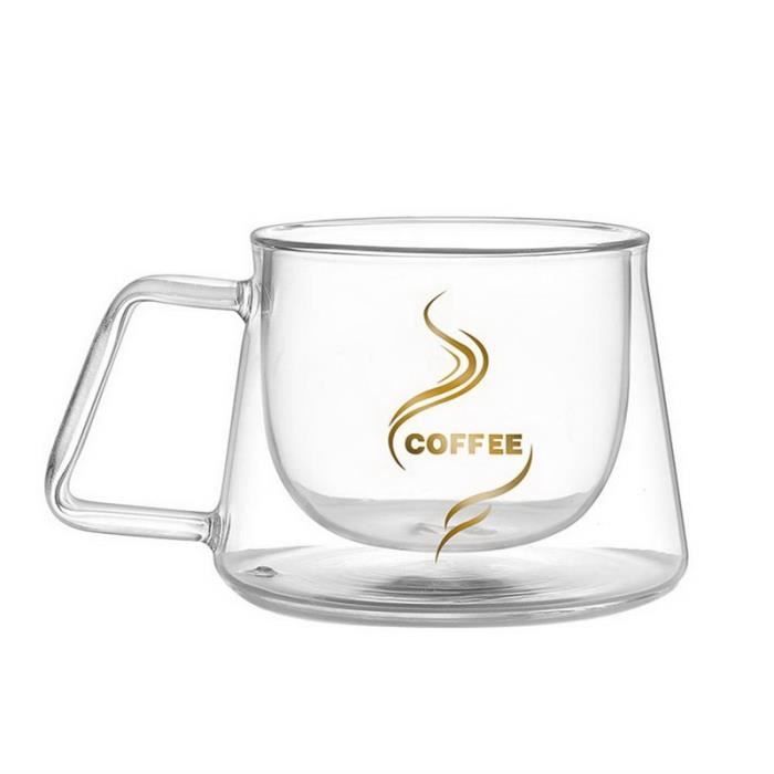 Tasse Verre Borosilicate Tasse à Café En Verre Borosilicate Double Paroi - Avec Couvercle En Bambou, Poignée, 250/350/450 Ml Mug Verre Transparent Poignée