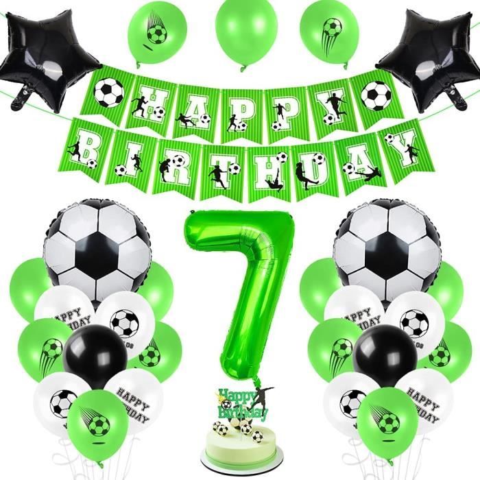 Cnrose Ballon de football 7e anniversaire vert hélium ballon 7