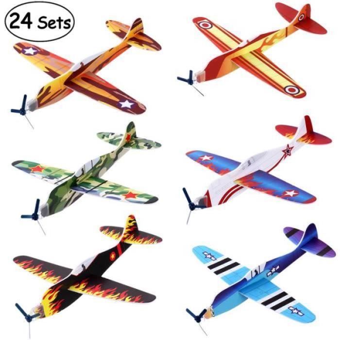 Avion Gonflable - Lot de 6 - Jouet Avion en Plastique - Idéal pour Anniversaires et Décorations de Fêtes - 20 Pouces - Rouge, Bleu, Blanc