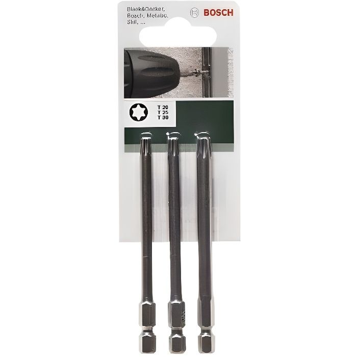 Bosch 2609255972 Set de 3 embouts de vissage longs qualité standard Torx 20 +25 + - vue 2