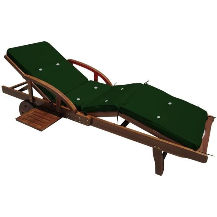 coussin pour transat vert chaise longue de jardin 195 cm hydrofuge coussin bain de soleil  intérieur extérieur
