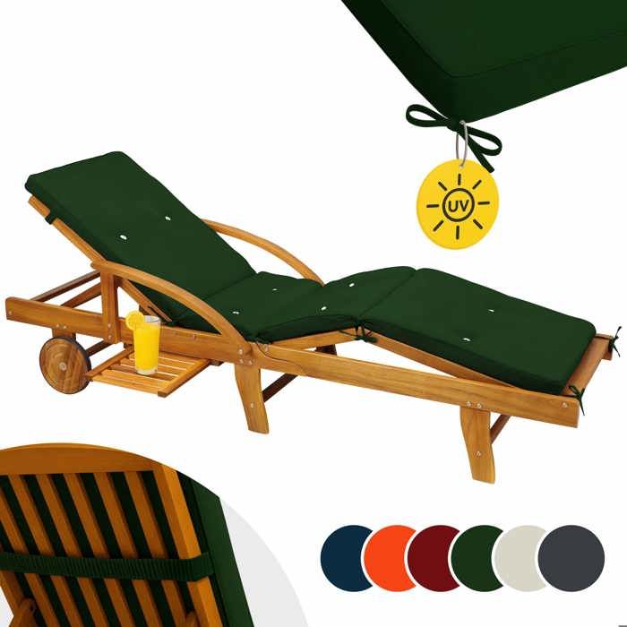 Coussin pour transat vert chaise longue de jardin 195 cm Hydrofuge Coussin bain de soleil intérieur extérieur