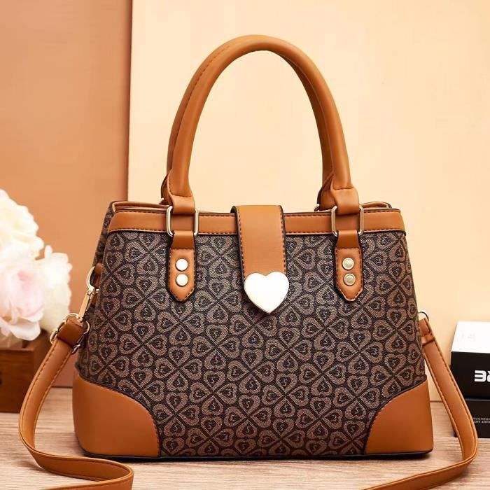 Sac à Main Bandoulière Femme - Taille Large (32x29 Cm) - Toile Beige, Finitions Dorées - Neuf Sans étiquette