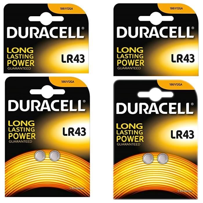10 Batterie A Bottone Duracell LR43 &ndash; Alcaline 1.5V &ndash; Confezione 5x2 &ndash; V12GA AG12