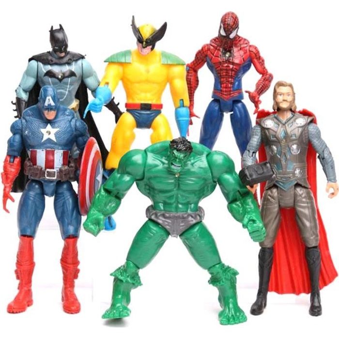 6pcs / lot Avengers 2 Hulk Spider-man Iron Man Figure Jouet