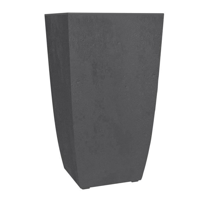 Pot de fleurs Carré haut - EDA - Diva Basalt - 42 L - 435 x 435 x H.78.2 cm -Bac intérieur amovible - Gris anthracite