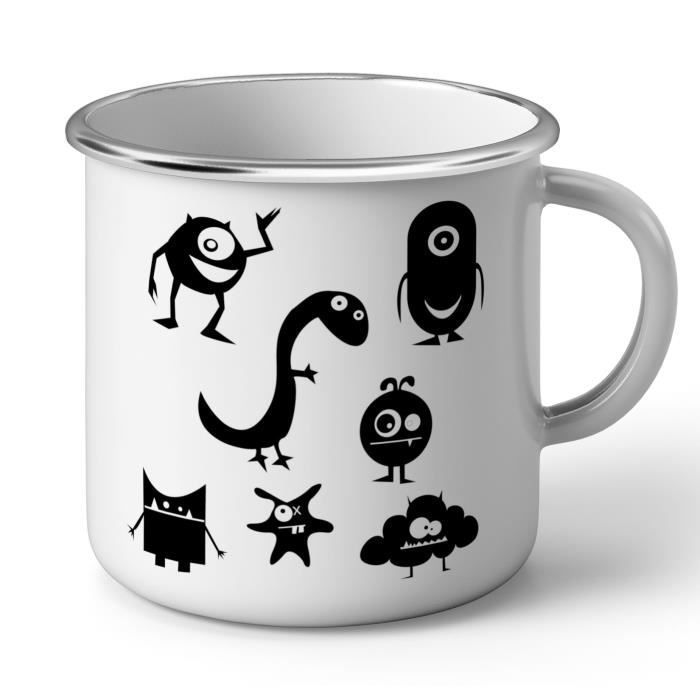 Mug En Metal Emaille Monstre Et Compagnie Silouhette Film Animation Cartoon Cdiscount Puericulture Eveil Bebe