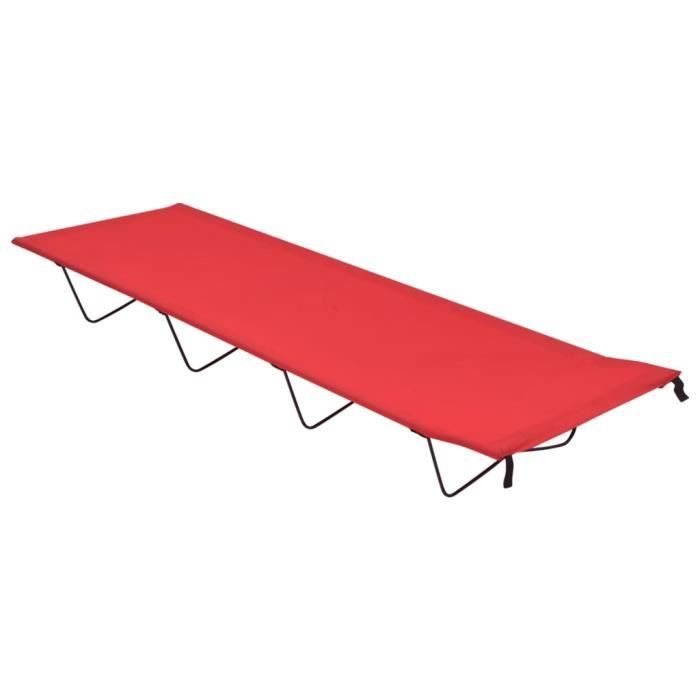 FDIT Lit de camping 180x60x19 cm Tissu Oxford et acier Rouge - FDI7843872148677