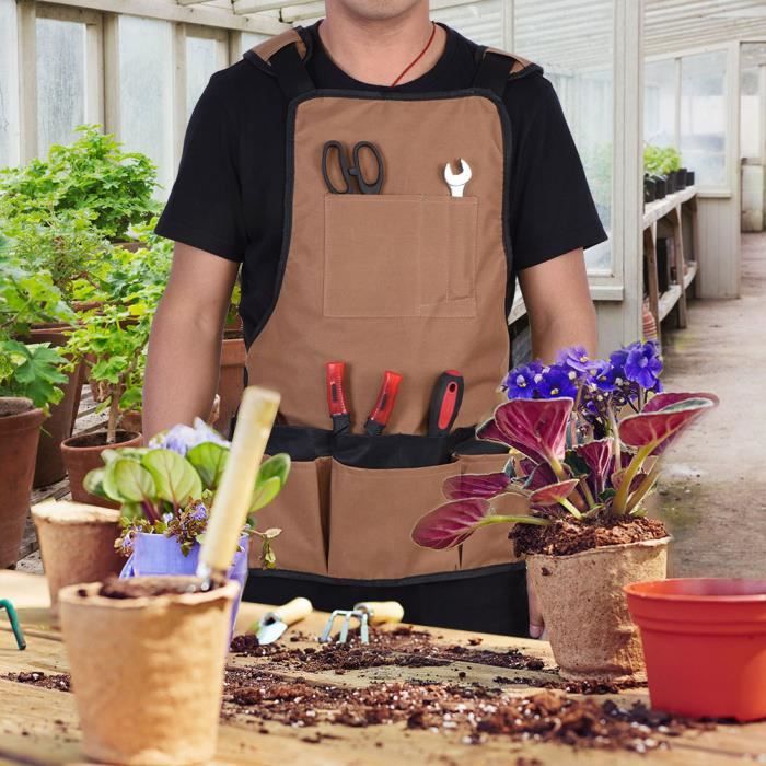 LeTablier en Cuir Kaki - tablier cuir jardinage Kaki