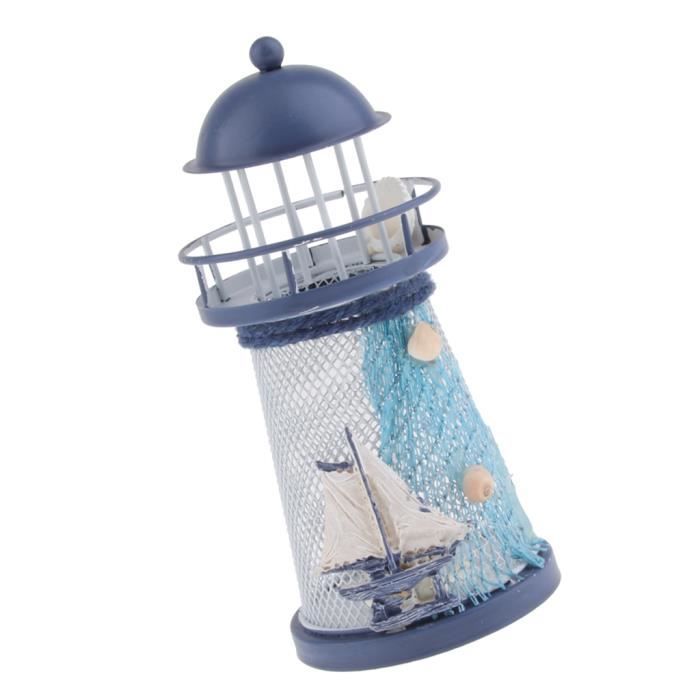 Décor Phare En Bois Avec Lumières - Thème Nautique Et Plage, Couleur Rouge, Neuf