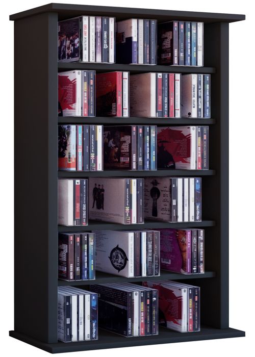 Vostan Tour Rangement Bibliotheque Cd Dvd 150 Cd Noir Sans Portes