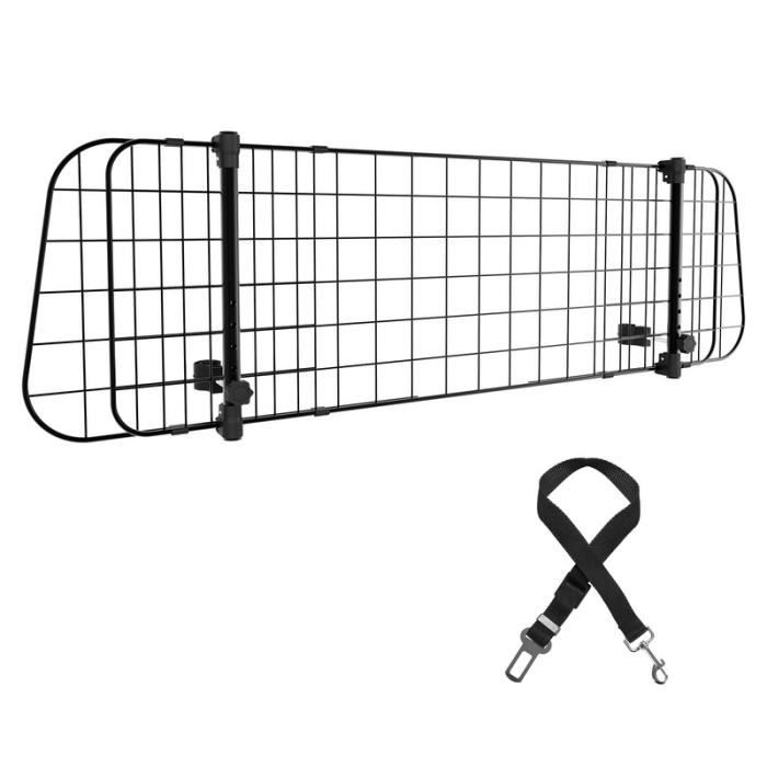 Izrielar grille pour chien voiture barrière de protection animaux largeur Avec 3 barbelés 90-145 cm noir GRILLE SEPARATION ANIMAUX