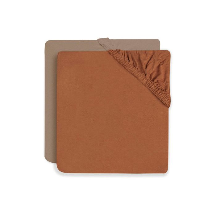 Drap-housse Jersey 60x120cm - Caramel/Biscuit - 2 Unités
