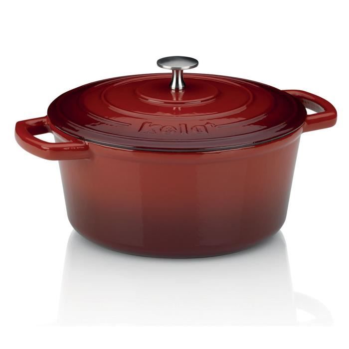 Cocotte à Braiser Calido 4 L Ø 24 cm Rouge,Beige Cdiscount Maison