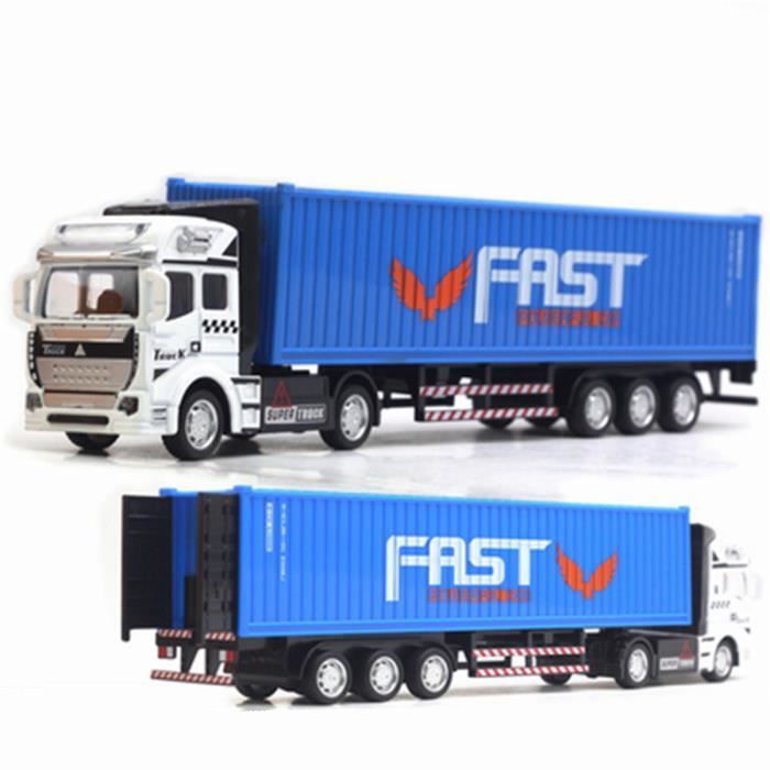 Camion Porte-Conteneurs En Alliage – Modèle 1:48, Carrosserie Amovible, Porte Arrière Ouvrable, Tête Rétractable – Cadeau Enfant 3 Ans (Rouge)
