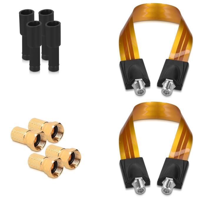 Kwmobile 2x câble antenne satellite plat - Câble SAT passe fenêtre TV ou  récepteur avec 4x prise F et 4x bague en caoutchouc - Conne - Achat / Vente câble  tv -