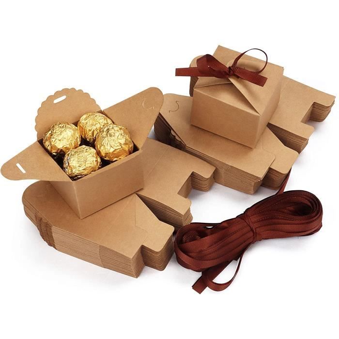 PandaHall 50pcs Petite Boîte en Carton, Boîte de Papier Kraft Boîte-Cadeau  de Noël Boîtes de Bonbons pour Noël, Fête, Mariage, Anniversaire,  5.5x5.5x2.5cm : : Autres