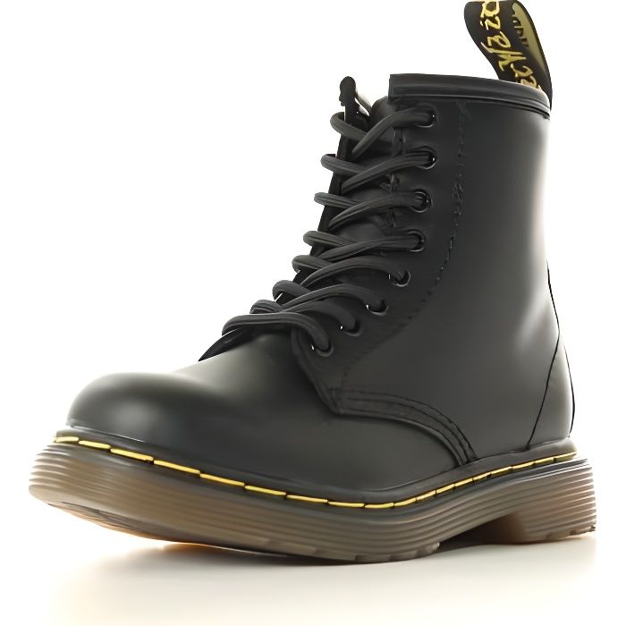 Bottes Dr. Martens Brooklee - Enfant Garçon - Cuir - Fermeture Lacets - Noir et Jaune