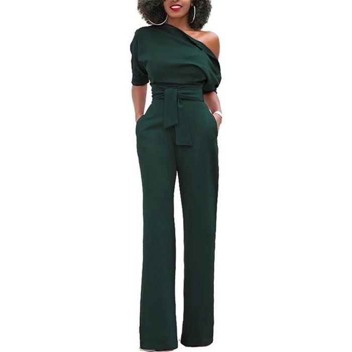 Combinaison Une épaule Pour Femme Minetom - Jumpsuit élégant Pour Soirée, Cocktail, Cérémonie - 7