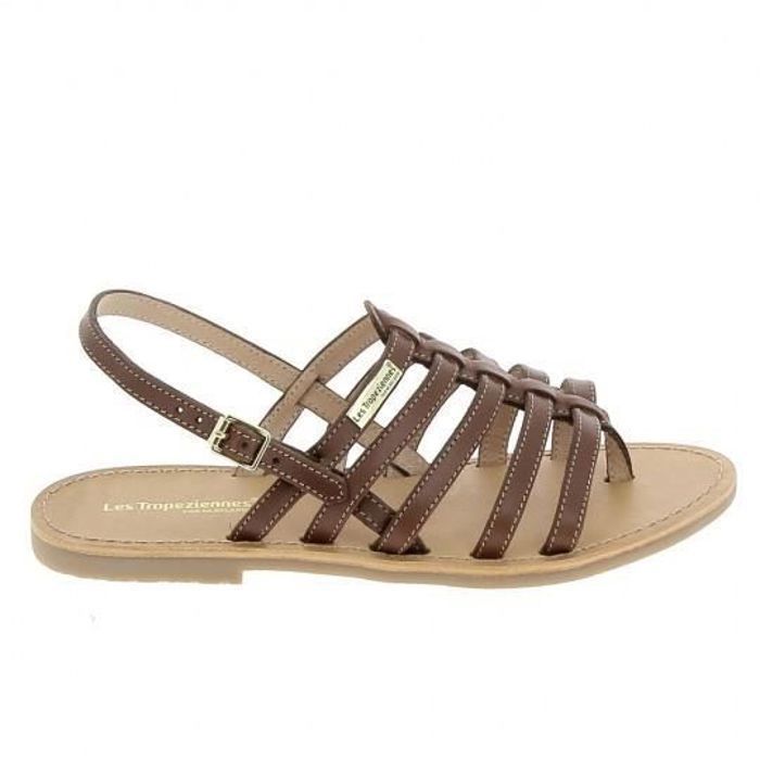 Sandales Femme LES TROPÉZIENNES Hika en Cuir Marron Boucle de