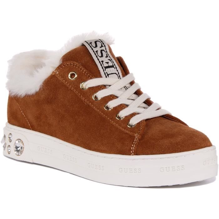 Guess Guess Rivet Baskets en daim à lacets pour femmes en tan (Tan 38)