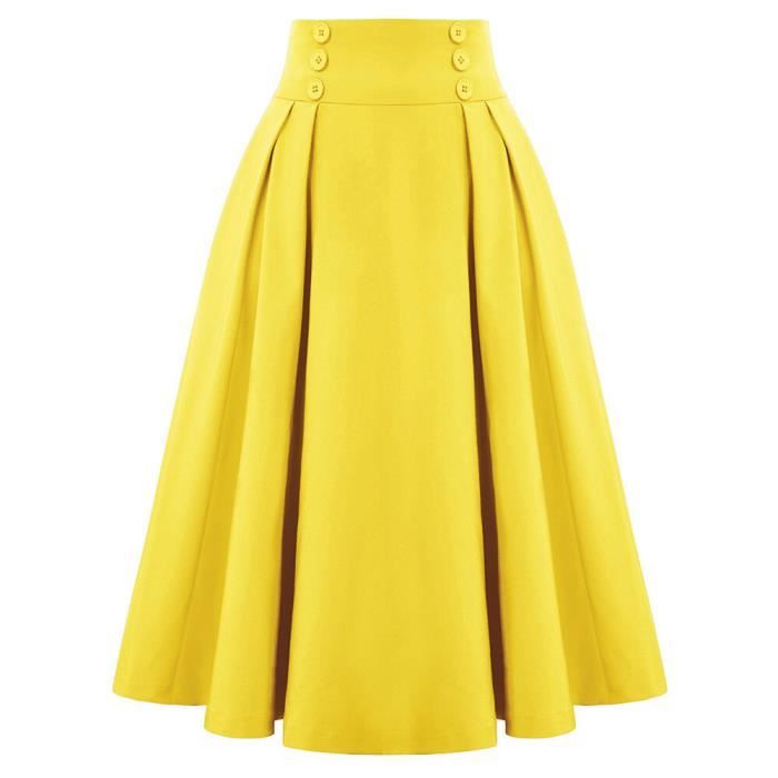 Belle Poque – Jupe En Velours Côtelé Taille Haute Évasée – Mi-Cuisse, Avec Poches – Style Rétro – Pour Quotidien, Bureau, Soirée – Taille S à XL