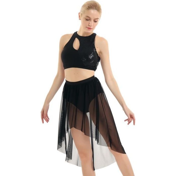 Femme Robe de Danse Classique Ballet à Paillettes Asymétrique Robe  Contemporaine