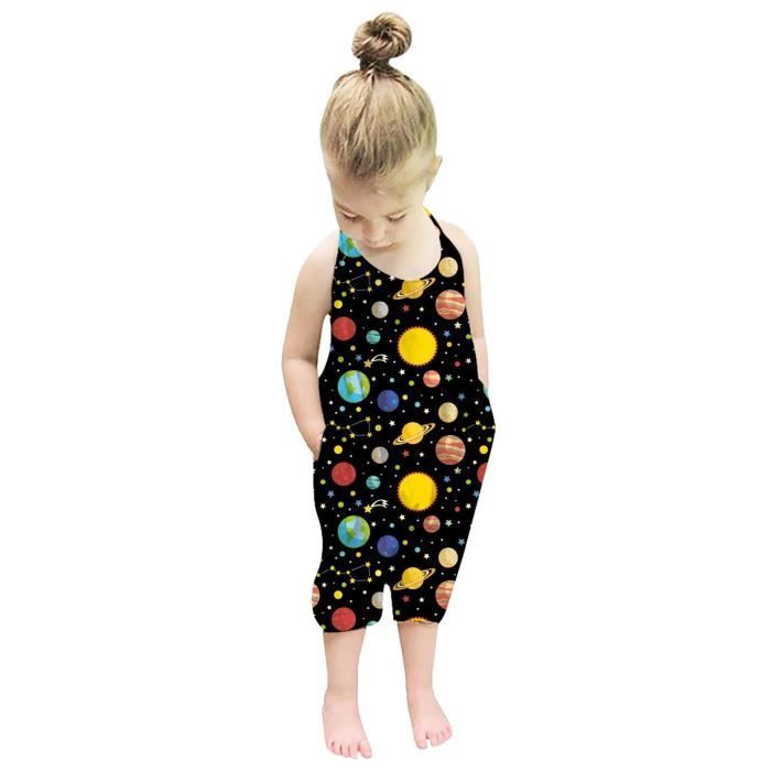 Le maillot de corps Enfant en bas age enfants bebe filles sans manches ete barboteuse combinaison combishort vetements Noir Cdiscount Pret a Porter