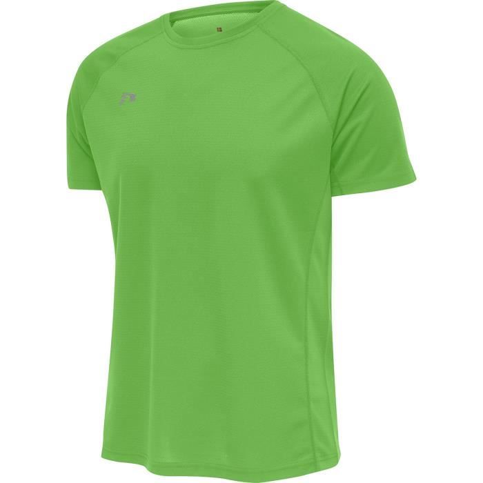 t-shirt running homme newline core - vert fluo - manches courtes raglan - logo réfléchissant