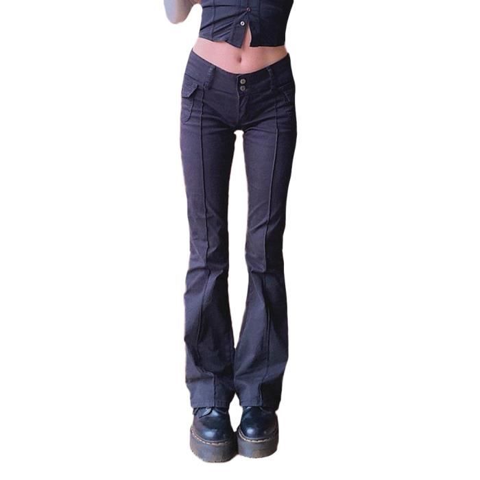 Jeans noir taille basse store femme