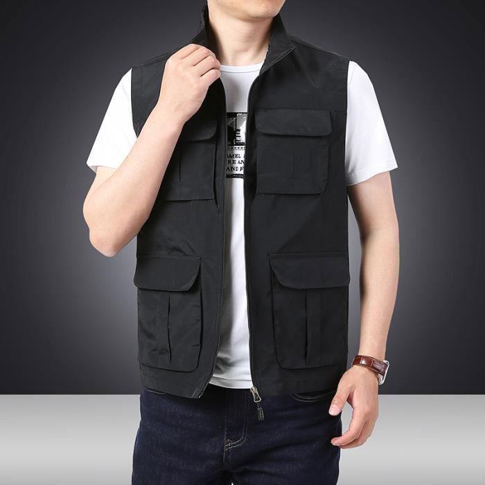 Gilet De Pêche Homme Multi-Poches - Léger, Respirant, Séchage Rapide - Parfait Pour Randonnée, Chasse, Camping