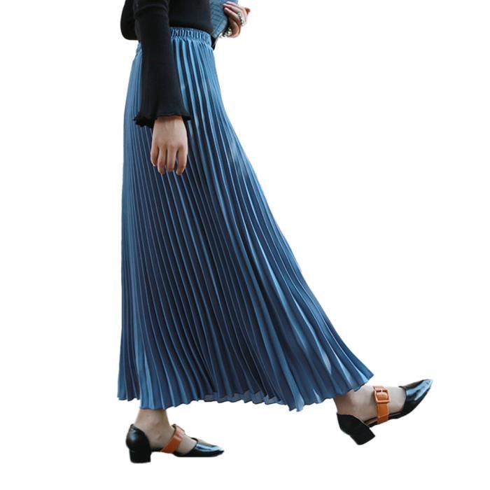Jupe Plissée Viyella Femme - Bleu - Taille 14 - Longueur Genou - Coton