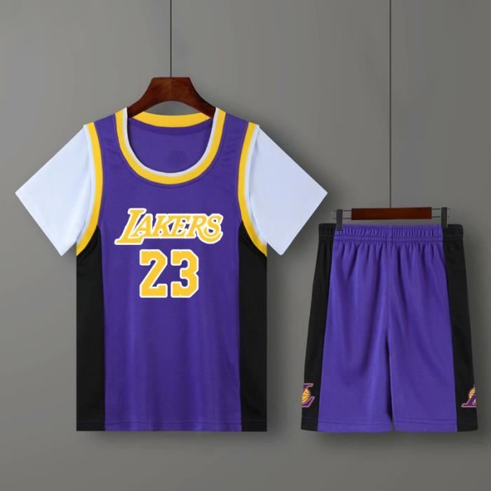 Maillot de basket NO.23 Kit manches courtes Taille enfant Violet