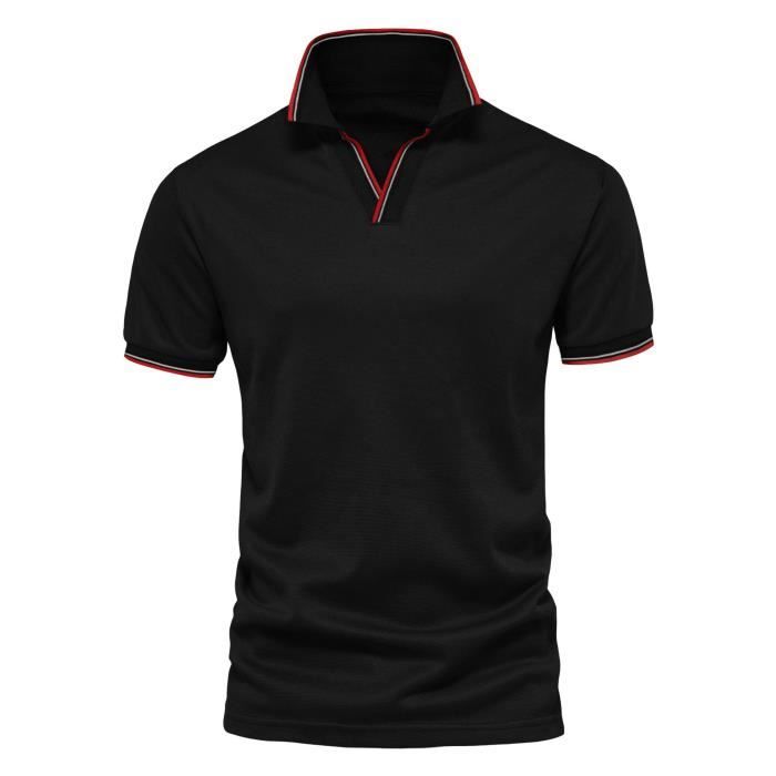Tee shirt homme noir col v best sale
