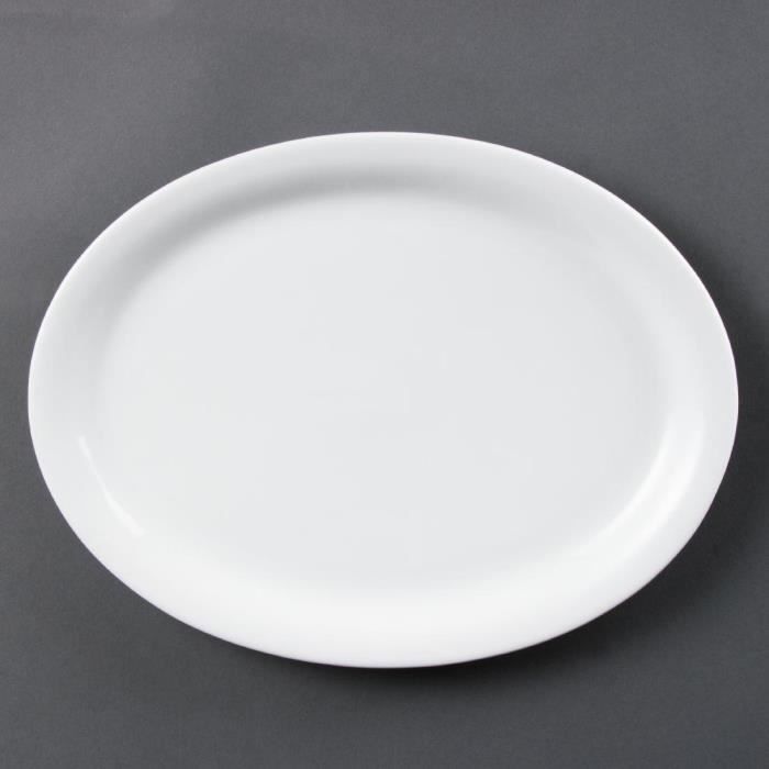 Assiettes ovales - OLYMPIA - 164x204mm - Lot de 6 - Porcelaine - Blanc