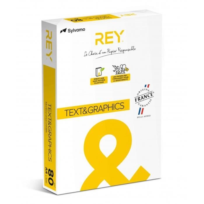 REY® OFFICE Papier Reprographique A3 80g - Ramette 500 Feuilles, Blancheur Élevée CIE 166, PEFC, Fabriqué En France