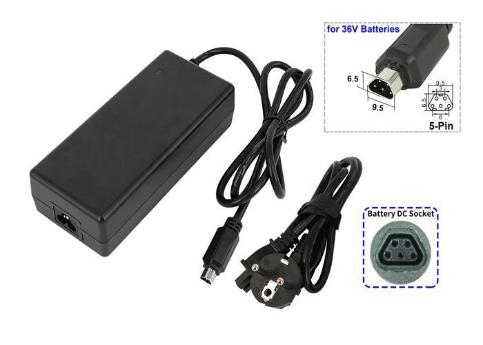 Chargeur de vélo électrique 36V PowerSmart - Alimentation 42V 2A pour pedelec avec prise 5 broches