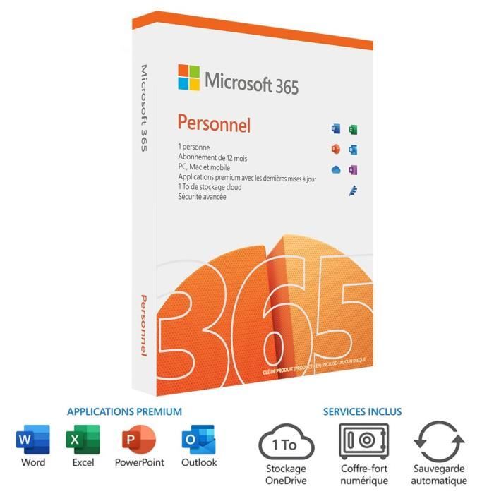MICROSOFT 365 Personnel – 1 utilisateur – PC ou Mac – Abonnement 1 an