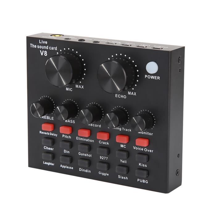 Carte son V8S Interface audio de diffusion en direct Microphone BT USB