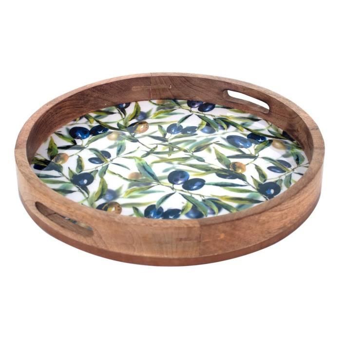 Plateau En Bois Rond Sculpté - Dessous De Plat, Déco Table (occasion)
