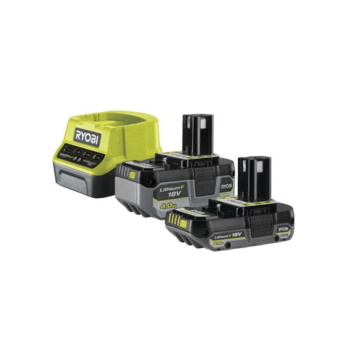Pack 2 batteries RYOBI 18V One+ 4.0Ah et 2.0Ah - chargeur rapide 2.0Ah RC18120-242X