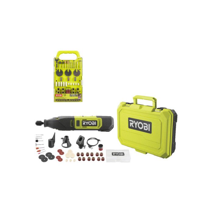 Pack RYOBI Mini outil multifonction RRT12 120BA335 12V 1 Batterie 2.0Ah 1 Câble USB C 35 Accessoires Kit de 155 access - vue 1