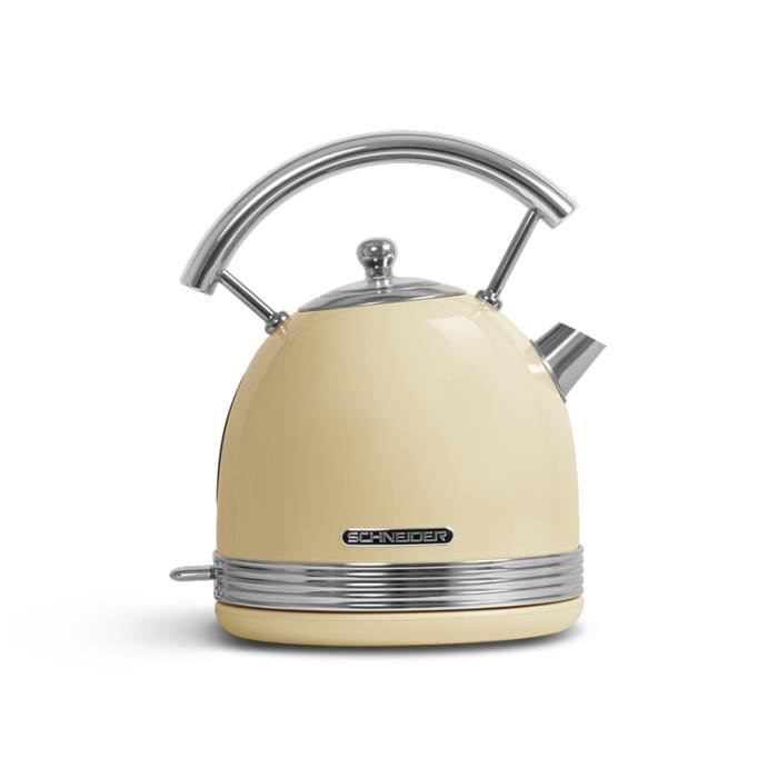 SCHNEIDER - SCKE17CR - Bouilloire vintage crème - 1,7 litres - 2200 watts - Socle pivotant - Arrêt automatique