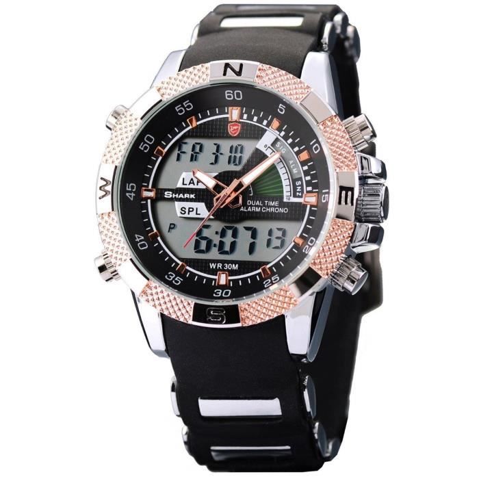 Shark Sport Watch Shark Sport Wrist Watch Dual Time Lcd Alarm Chronograph  White Dial VZ800 Cdiscount Bijouterie
