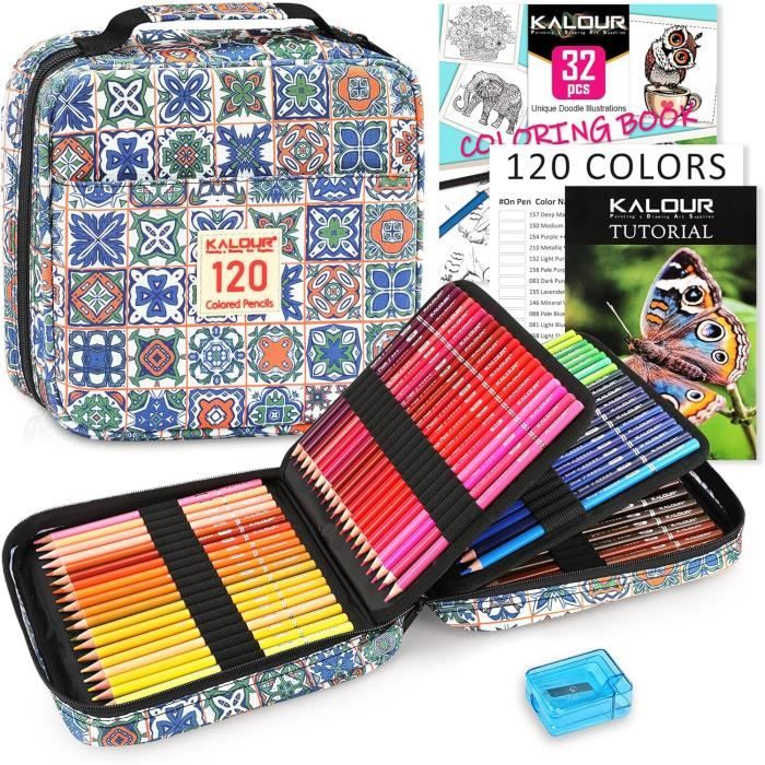 KALOUR PDAS Lot de 126 crayons de couleur, 120 crayons de couleur pour
