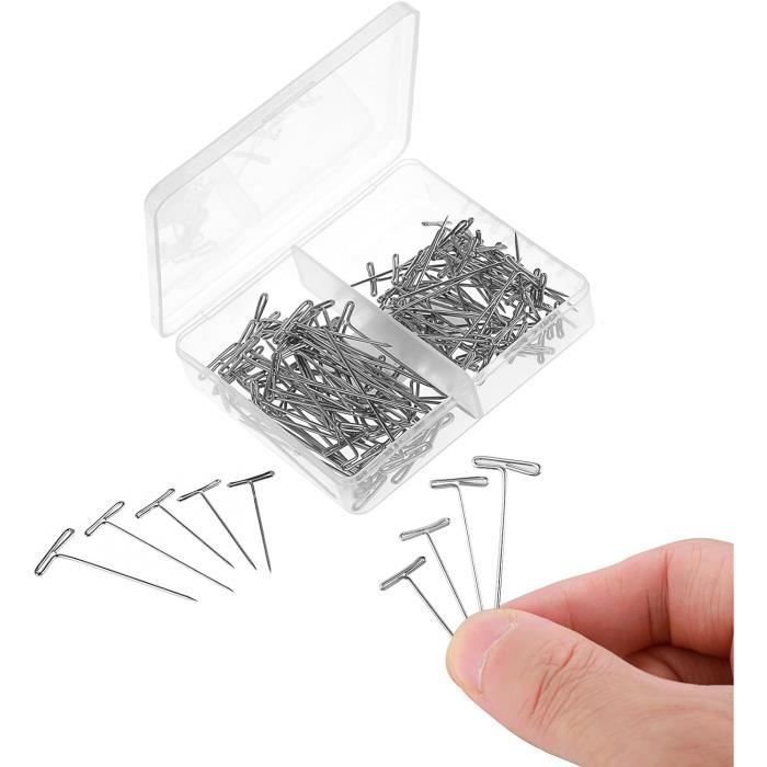 Kit 100 Épingles T Pour Perruque - Acier Inoxydable 45mm & 53mm - Avec Boîte Rangement