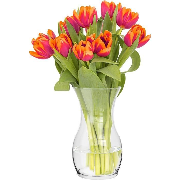 Vase Tulipe En Bois - 20 Cm De Haut, Style Naturel, Couleur Marron