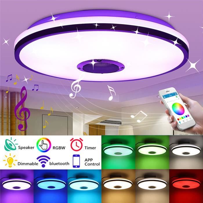 Plafonnier Led 30W Dimmable Avec Haut-Parleur Bluetooth,Rgb Lumière