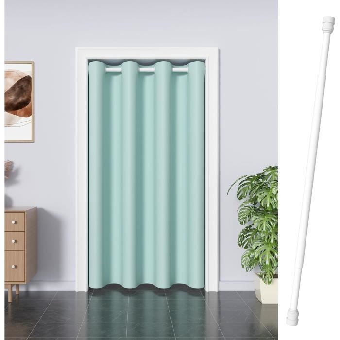 Rideau De Porte T lescopique Sans Per age Tissu Bleu 150 X 150Cm rideau-de-porte-t-lescopique-sans-per-age-tissu-bleu-150-x-150cm